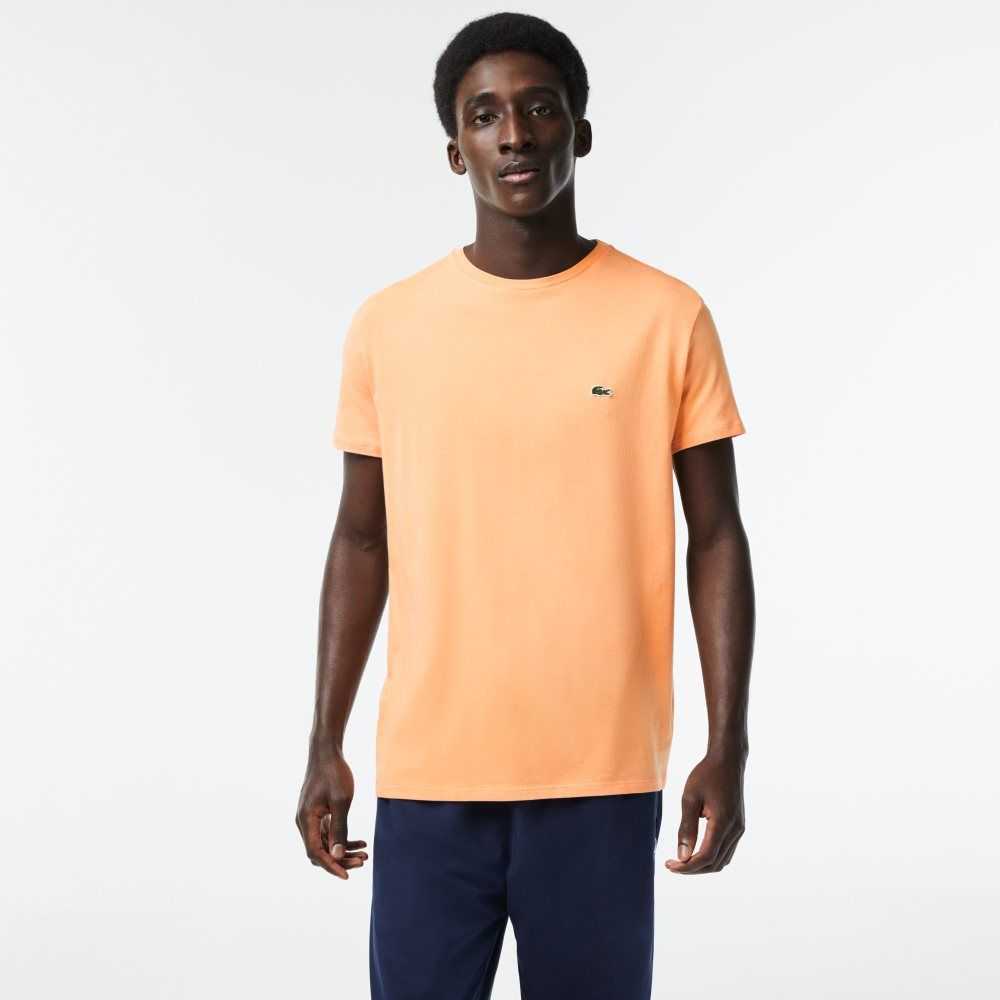 Light Orange Lacoste Crew Neck Pima Cotton Jersey T-Shirt | WHFOUA-928