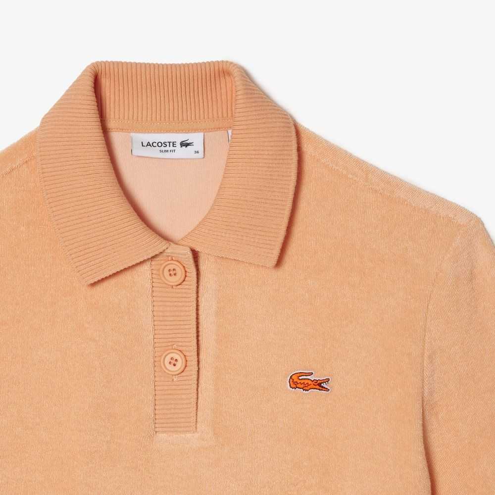 Light Orange Lacoste Organic Cotton Terry Cloth Polo | WRGNXJ-684