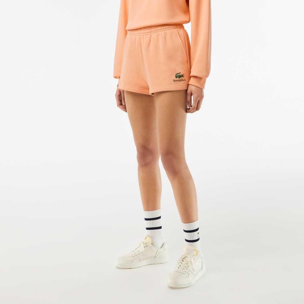 Light Orange Lacoste x Sporty & Rich Fleece Shorts | ANCUFO-674