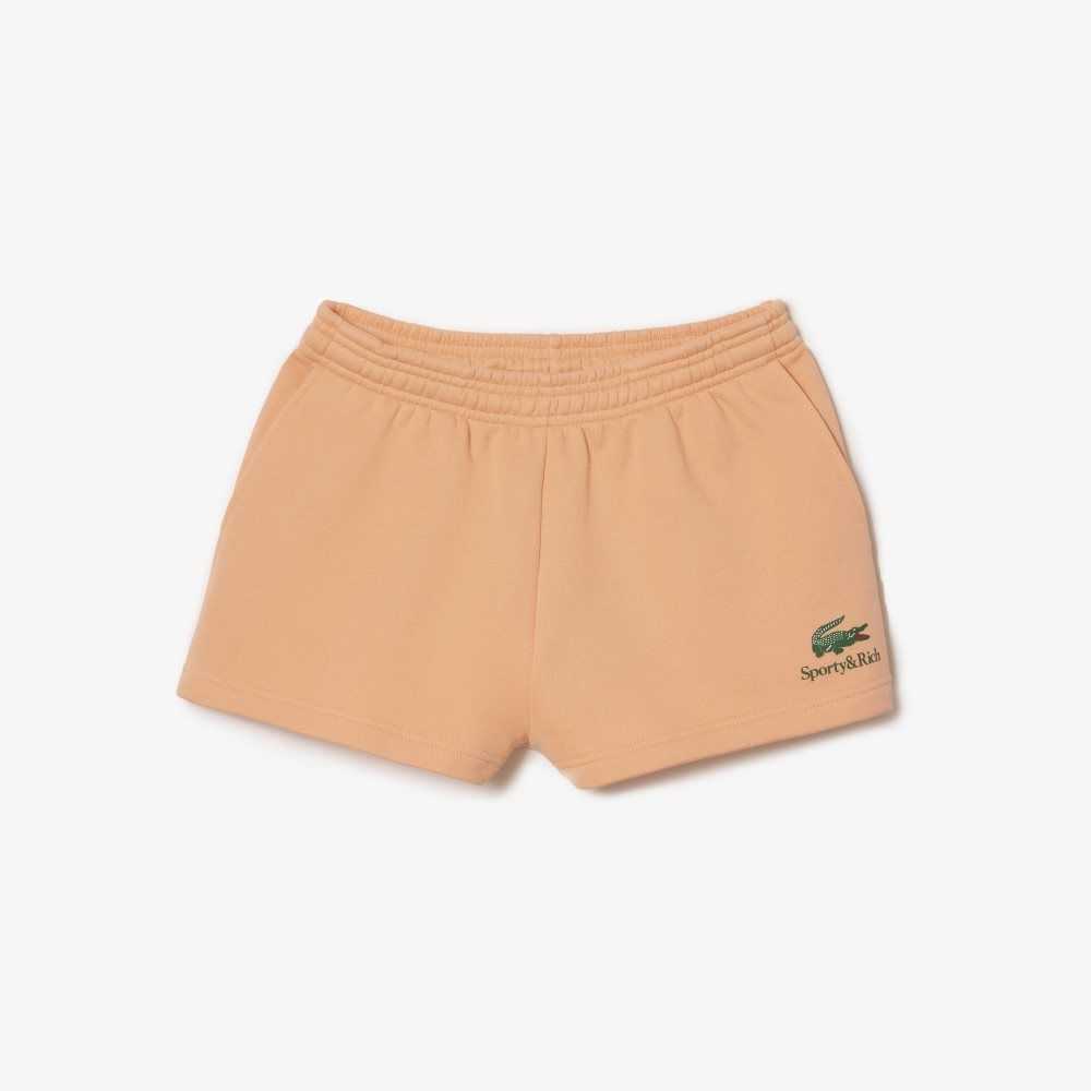 Light Orange Lacoste x Sporty & Rich Fleece Shorts | ANCUFO-674