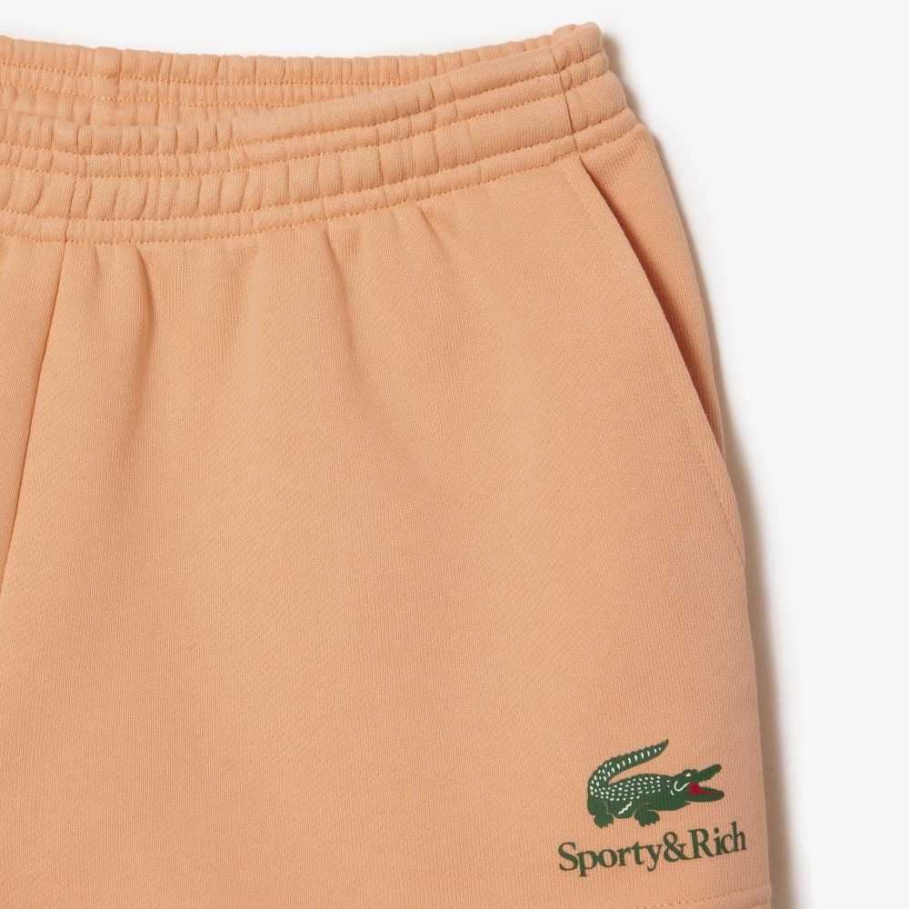 Light Orange Lacoste x Sporty & Rich Fleece Shorts | ANCUFO-674