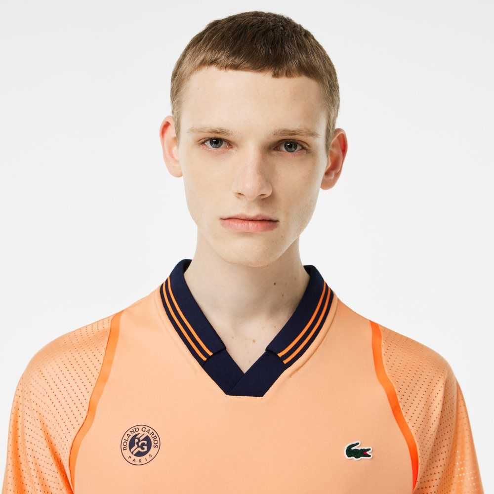 Light Orange / Navy Blue Lacoste SPORT x Daniil Medvedev Roland Garros Edition Team Leader Polo | YHBKUP-365