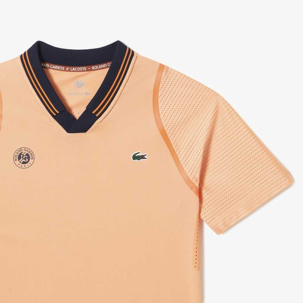 Light Orange / Navy Blue Lacoste SPORT x Daniil Medvedev Roland Garros Edition Team Leader Polo | YHBKUP-365