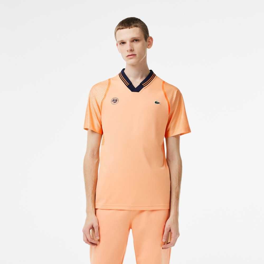 Light Orange / Navy Blue Lacoste SPORT x Daniil Medvedev Roland Garros Edition Team Leader Polo | YHBKUP-365