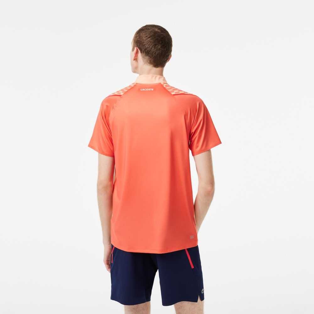 Light Orange / Orange / Red Lacoste Tennis x Novak Djokovic Tricolor Polo | XINOZC-943