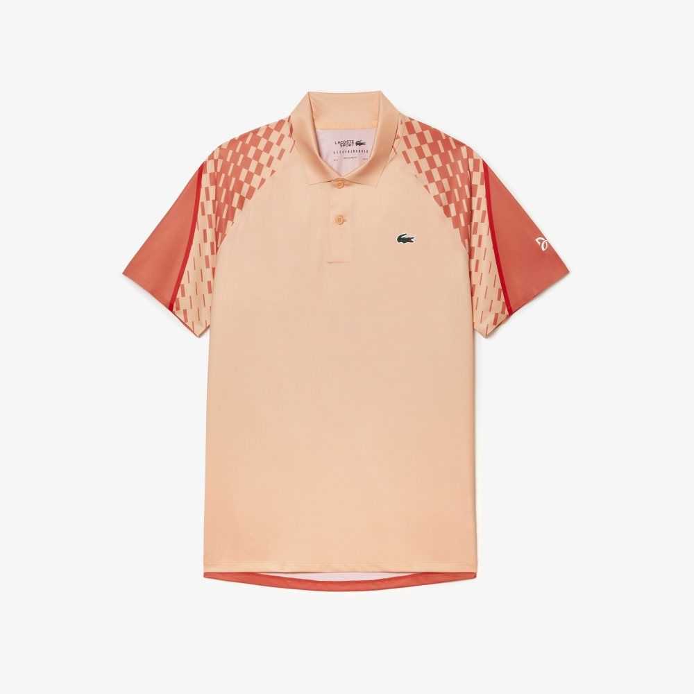 Light Orange / Orange / Red Lacoste Tennis x Novak Djokovic Tricolor Polo | XINOZC-943