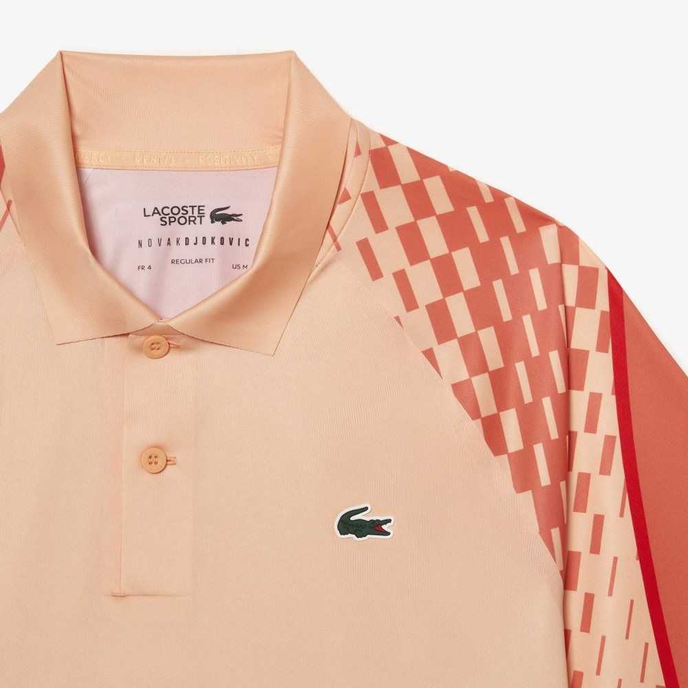 Light Orange / Orange / Red Lacoste Tennis x Novak Djokovic Tricolor Polo | XINOZC-943