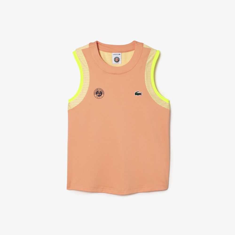 Light Orange / Yellow Lacoste SPORT Roland Garros Edition Cross Cut T-Shirt | UHKDPJ-501