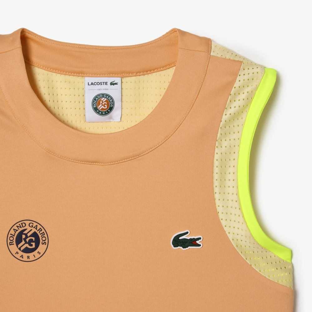 Light Orange / Yellow Lacoste SPORT Roland Garros Edition Cross Cut T-Shirt | UHKDPJ-501