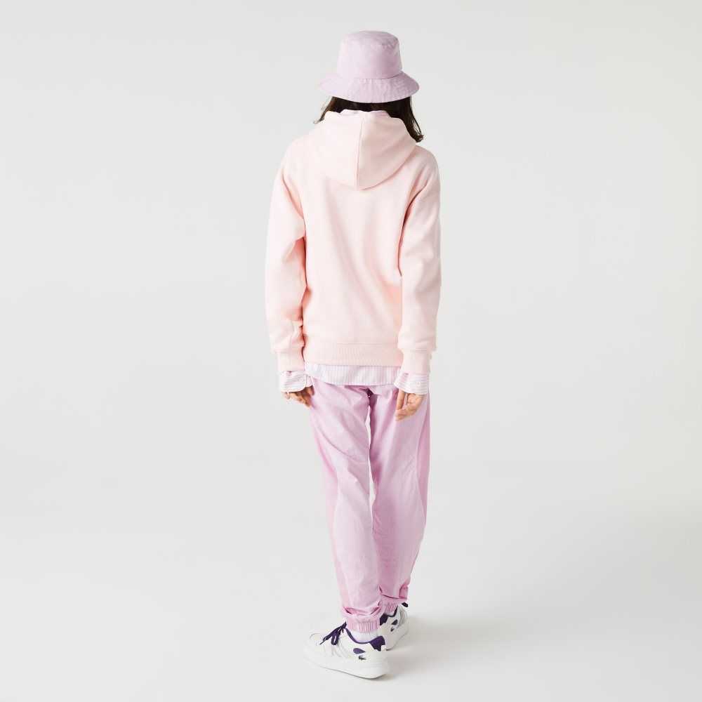 Light Pink Lacoste Loose Fit Hooded Organic Cotton Sweatshirt | PUNAEB-805