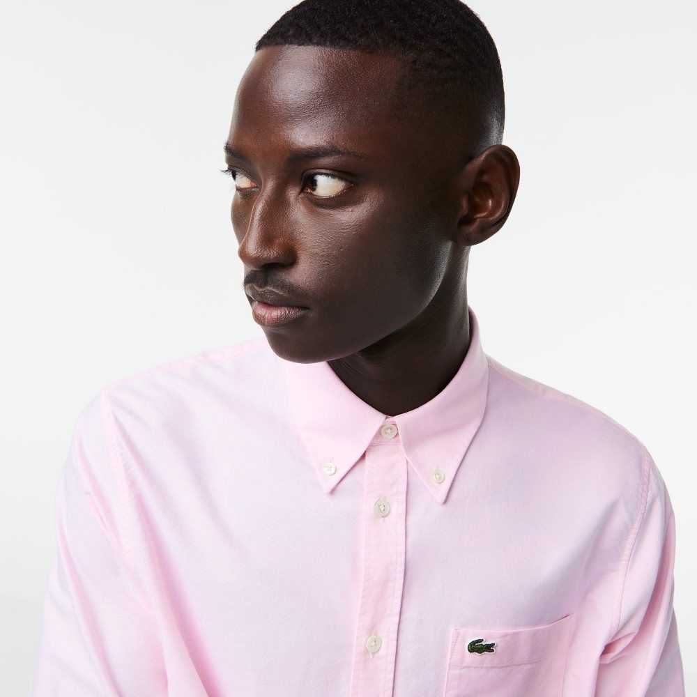 Light Pink Lacoste Regular Fit Oxford Cotton Shirt | XOJPZS-854