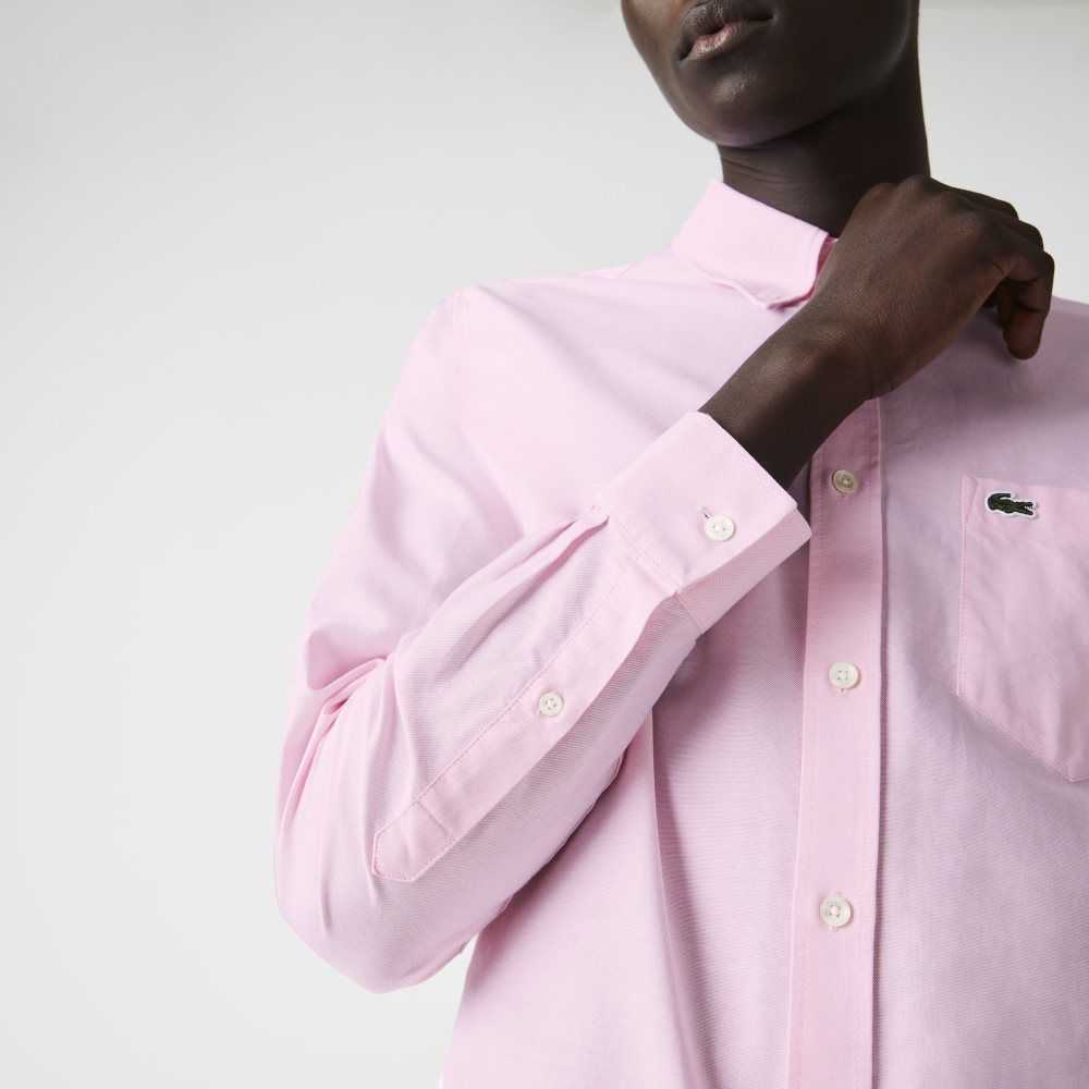 Light Pink Lacoste Regular Fit Oxford Cotton Shirt | XOJPZS-854