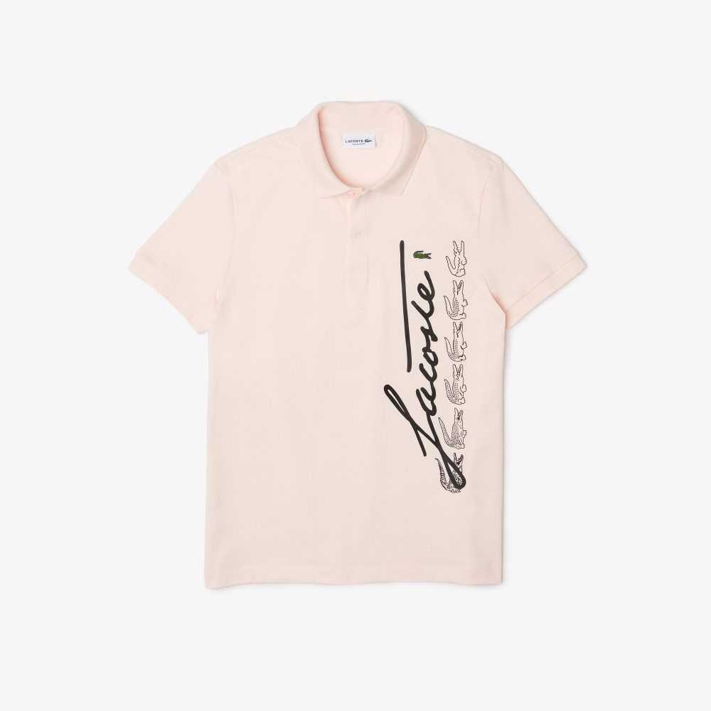 Light Pink Lacoste Regular Fit Signature Cotton Pique Polo | AZBNTU-783