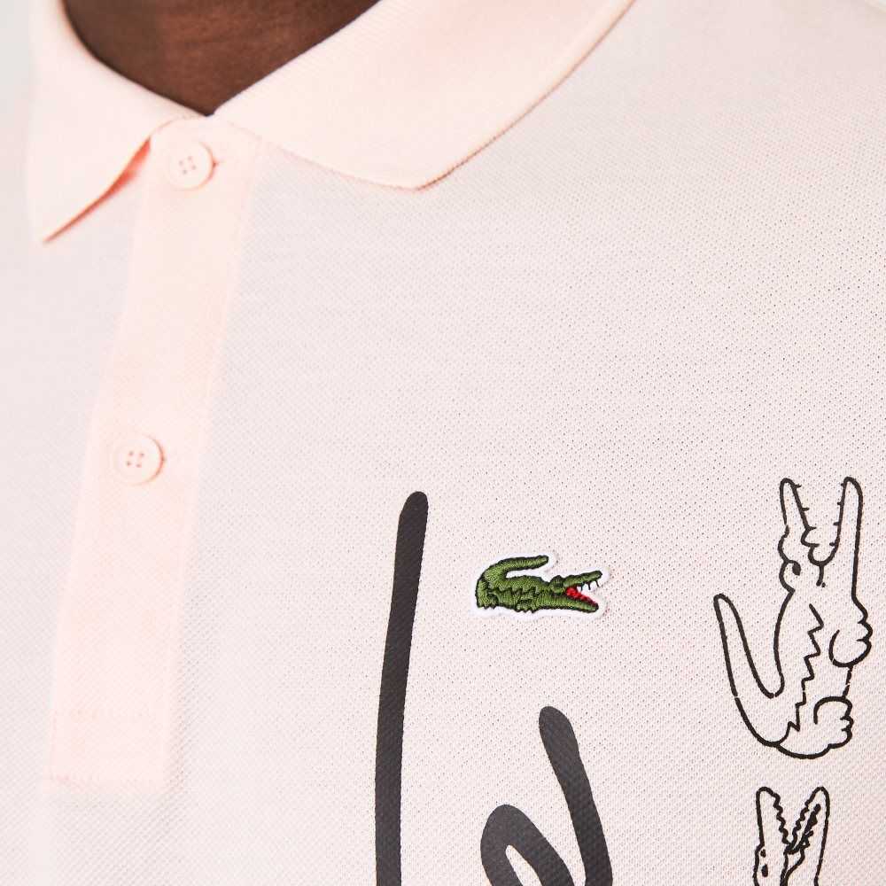 Light Pink Lacoste Regular Fit Signature Cotton Pique Polo | AZBNTU-783