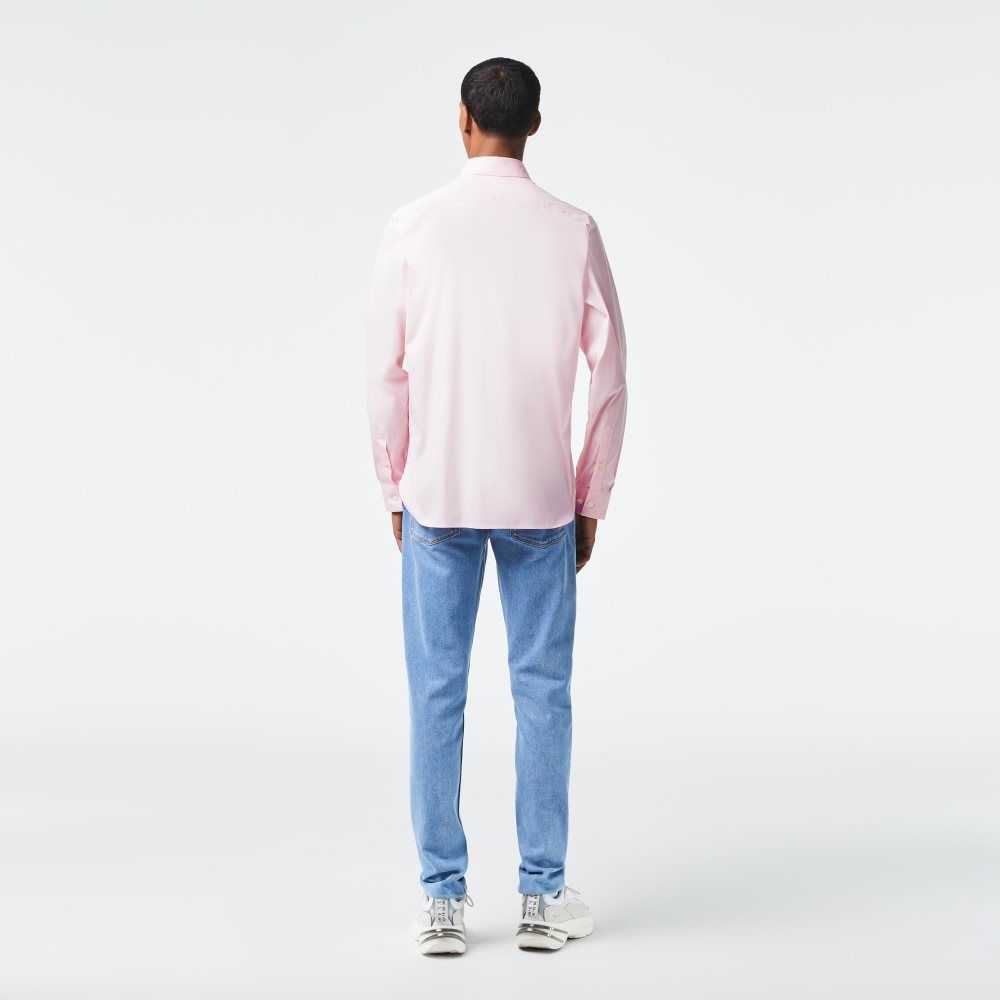 Light Pink Lacoste Slim Fit French Collar Cotton Poplin Shirt | OLYCMP-318