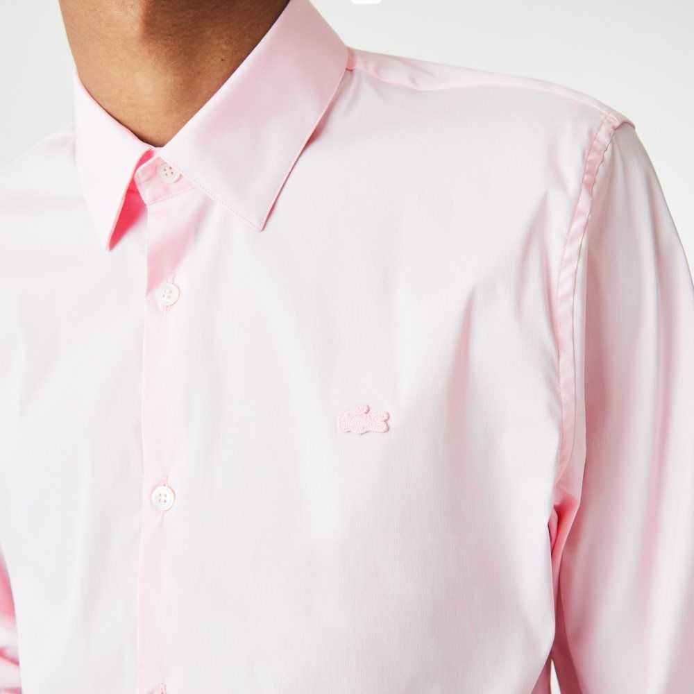 Light Pink Lacoste Slim Fit French Collar Cotton Poplin Shirt | OLYCMP-318