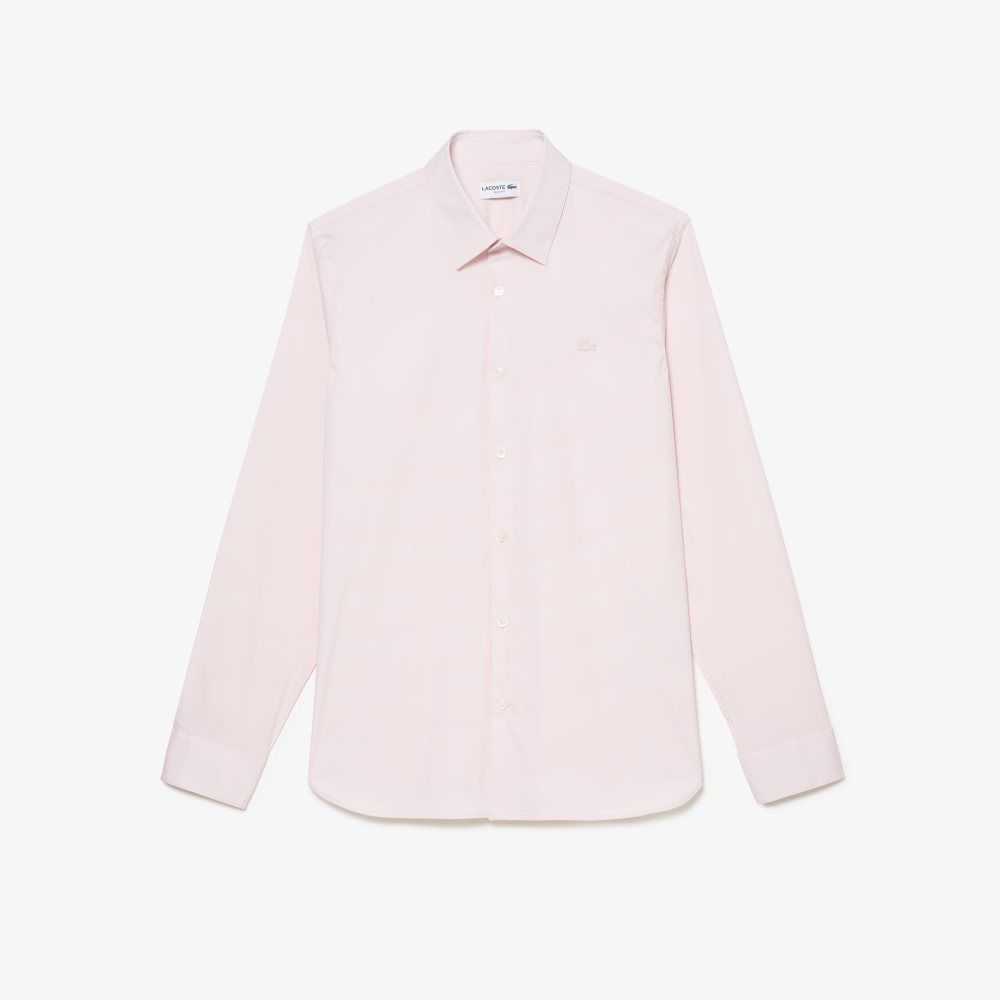 Light Pink Lacoste Slim Fit French Collar Cotton Poplin Shirt | OLYCMP-318