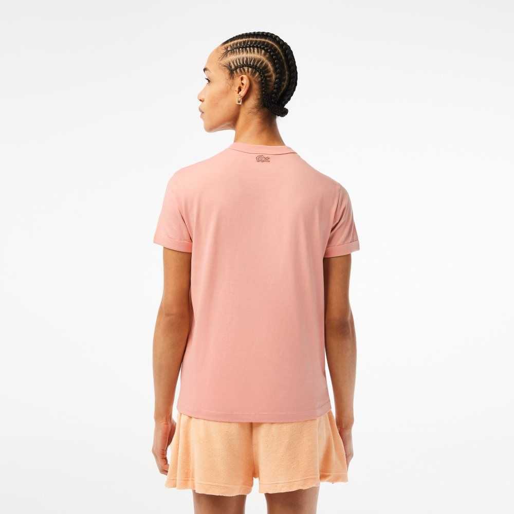 Light Pink Lacoste Slim Fit Organic Cotton Jersey T-Shirt | CDGPAI-971