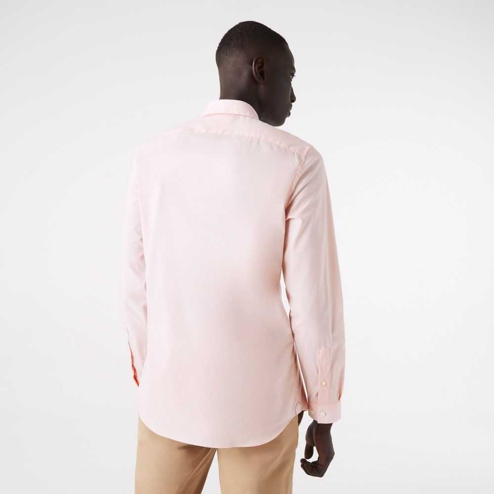 Light Pink Lacoste Slim Fit Stretch Cotton Poplin Shirt | JFTIOC-162