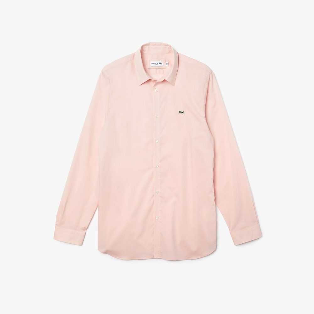 Light Pink Lacoste Slim Fit Stretch Cotton Poplin Shirt | JFTIOC-162