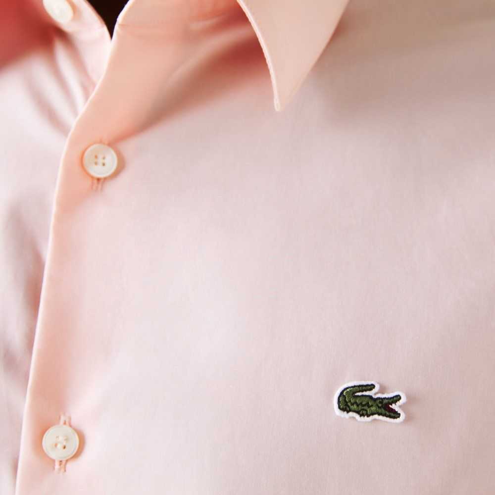 Light Pink Lacoste Slim Fit Stretch Cotton Poplin Shirt | JFTIOC-162