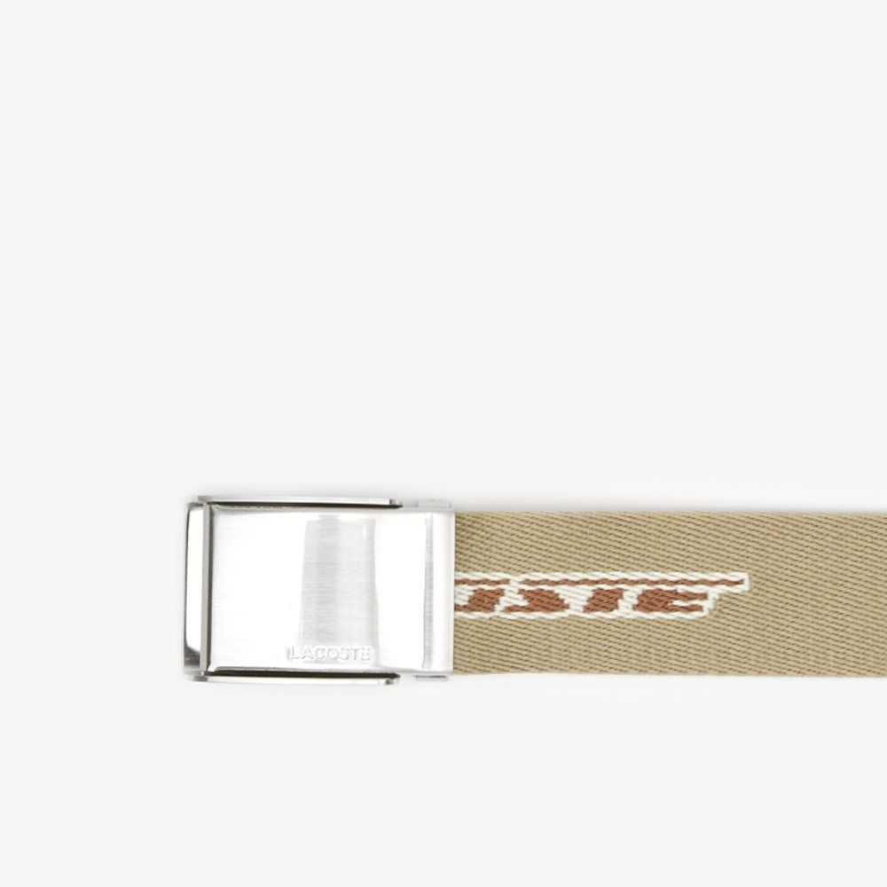 Lion Pecan Farine Lacoste Contrast Logo Print Belt | PUOHEW-152