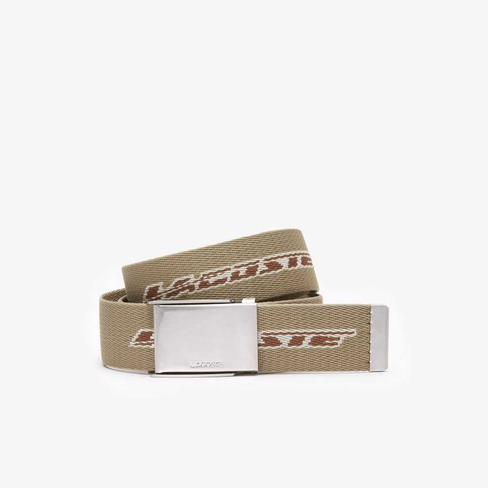 Lion Pecan Farine Lacoste Contrast Logo Print Belt | PUOHEW-152