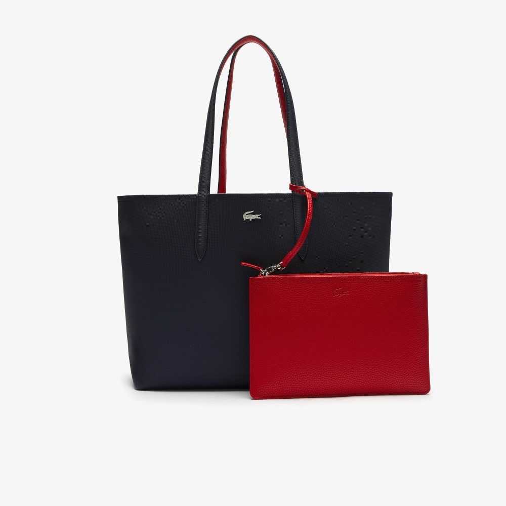 Marine 166 Rouge 240 Lacoste Anna Reversible Bicolor Tote Bag | TESVWN-084