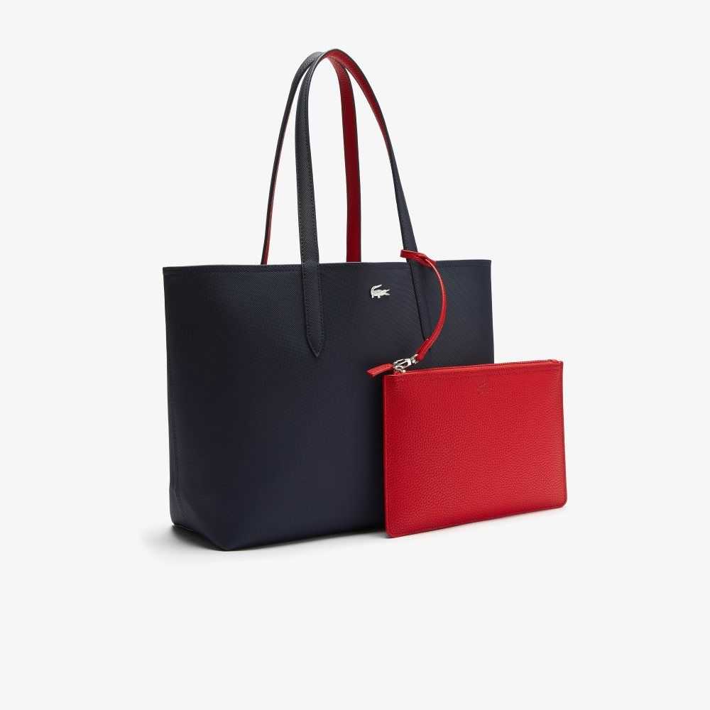 Marine 166 Rouge 240 Lacoste Anna Reversible Bicolor Tote Bag | TESVWN-084