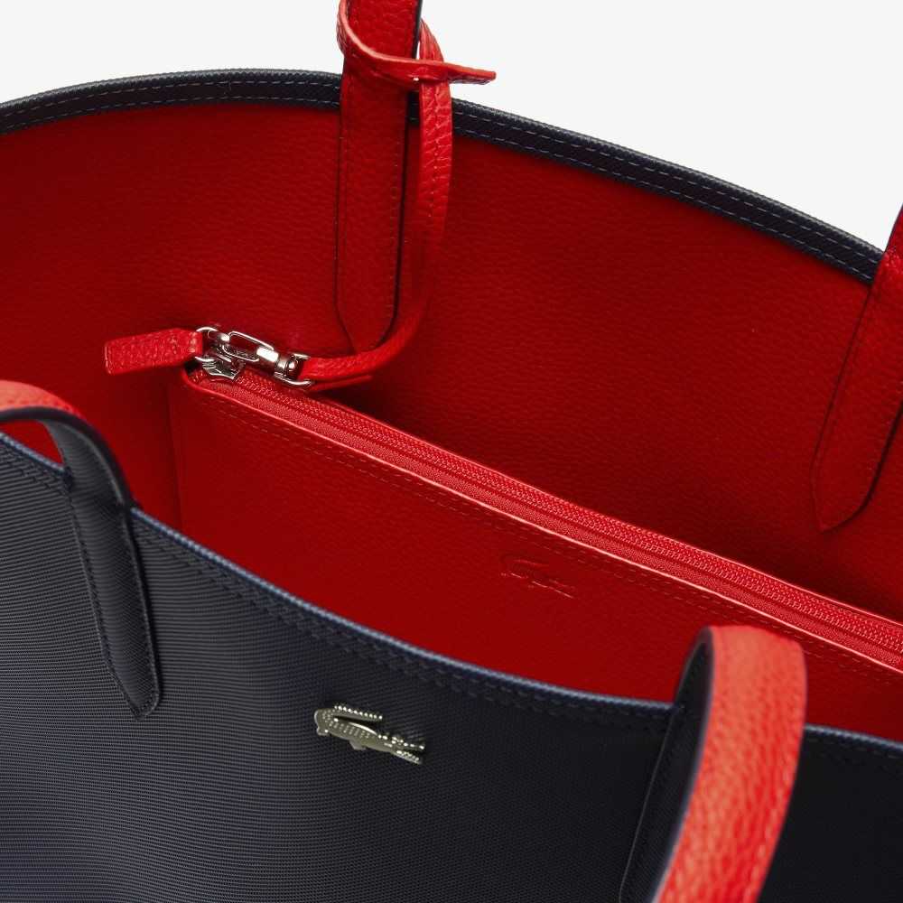 Marine 166 Rouge 240 Lacoste Anna Reversible Bicolor Tote Bag | TESVWN-084