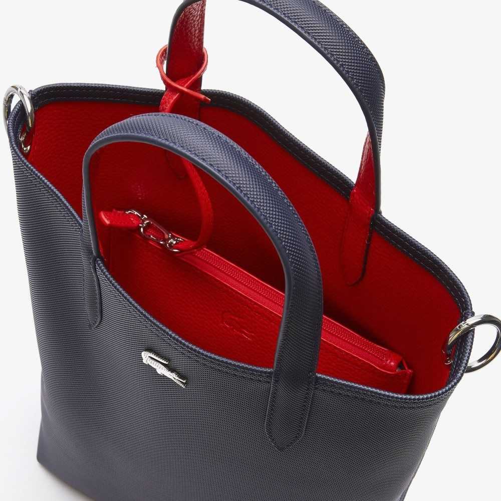 Marine 166 Rouge 240 Lacoste Anna Reversible Coated Canvas Tote Bag | YMWTVA-057