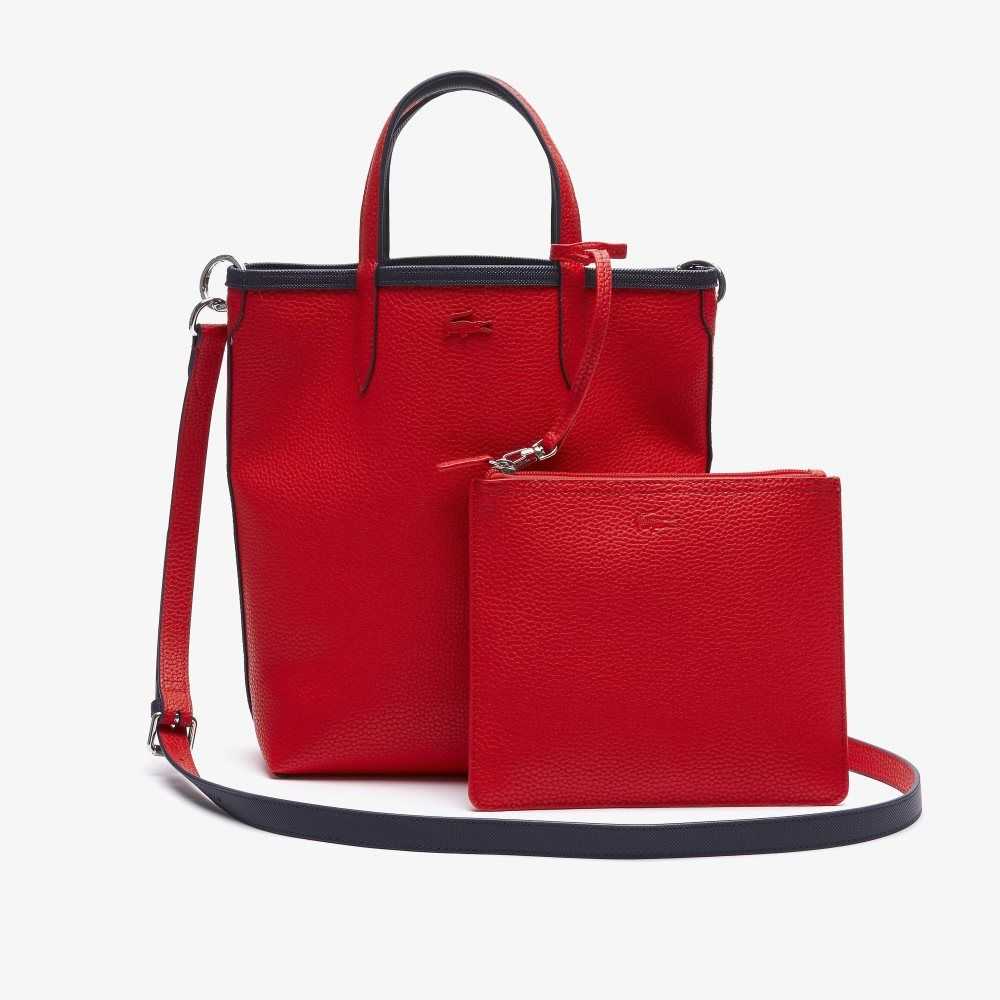 Marine 166 Rouge 240 Lacoste Anna Reversible Coated Canvas Tote Bag | YMWTVA-057