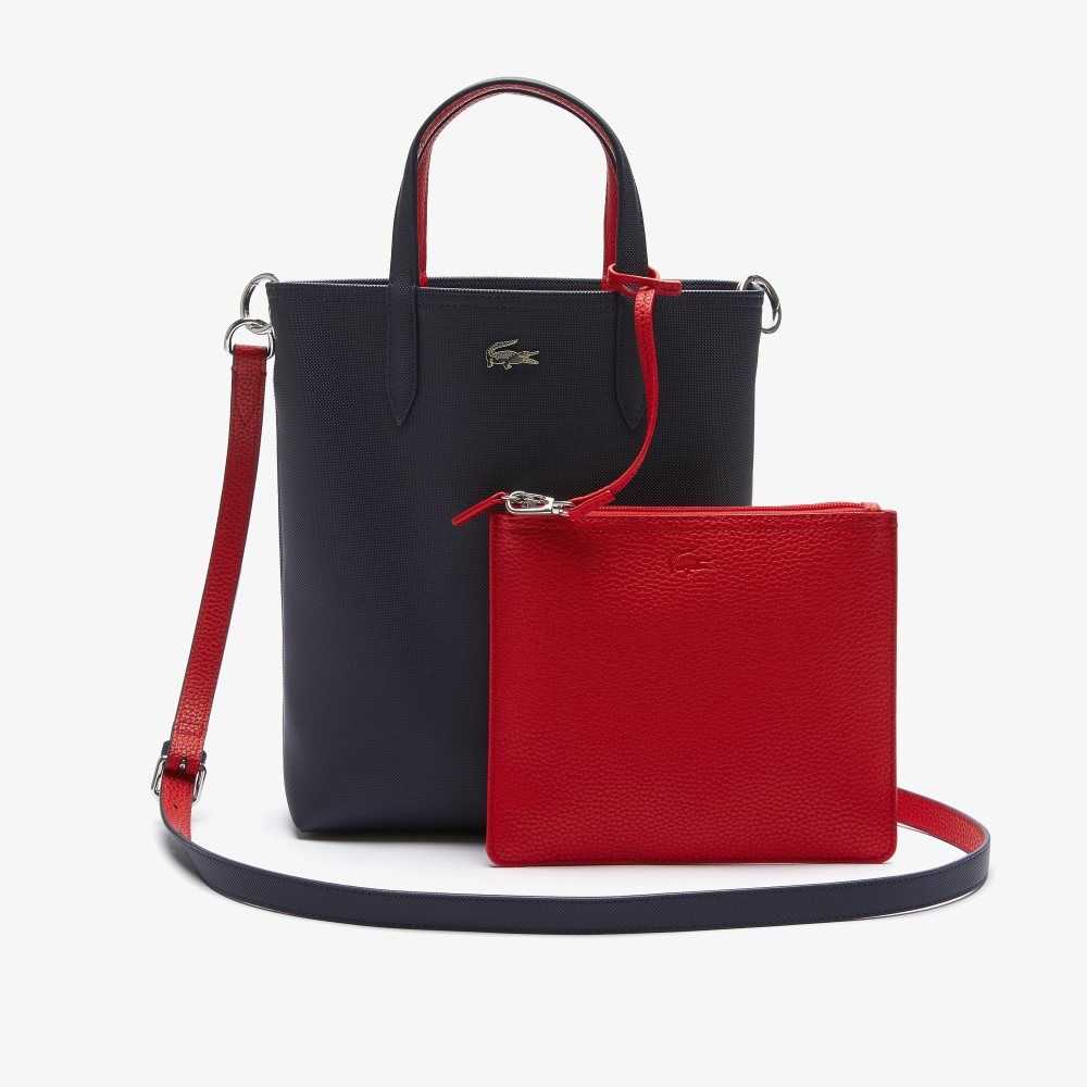 Marine 166 Rouge 240 Lacoste Anna Reversible Coated Canvas Tote Bag | YMWTVA-057