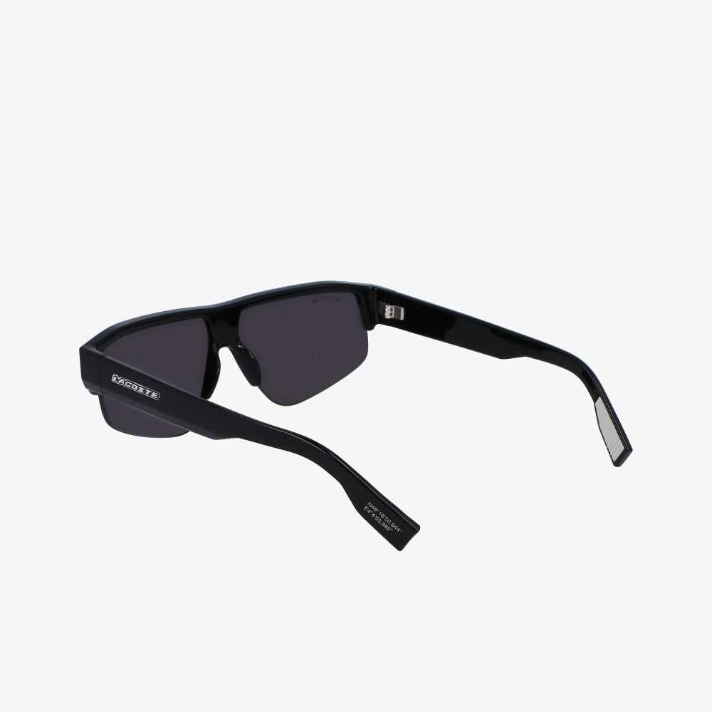 Matt Black Lacoste Mask Active Sunglasses | IOEFKQ-372