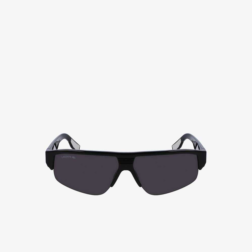 Matt Black Lacoste Mask Active Sunglasses | IOEFKQ-372