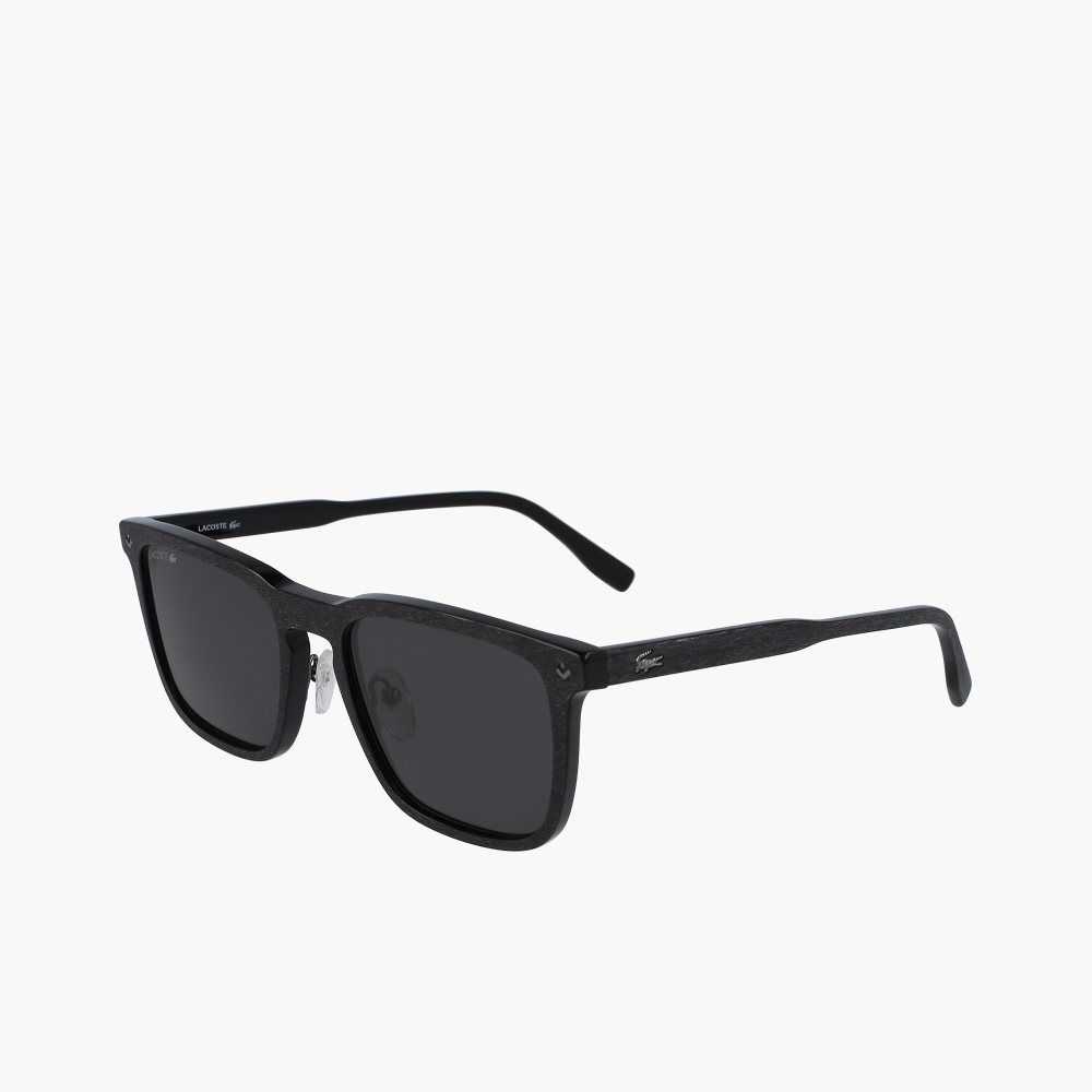 Matt Black Lacoste Rectangle Acetate Paris Polo Sunglasses | AGKLNX-521