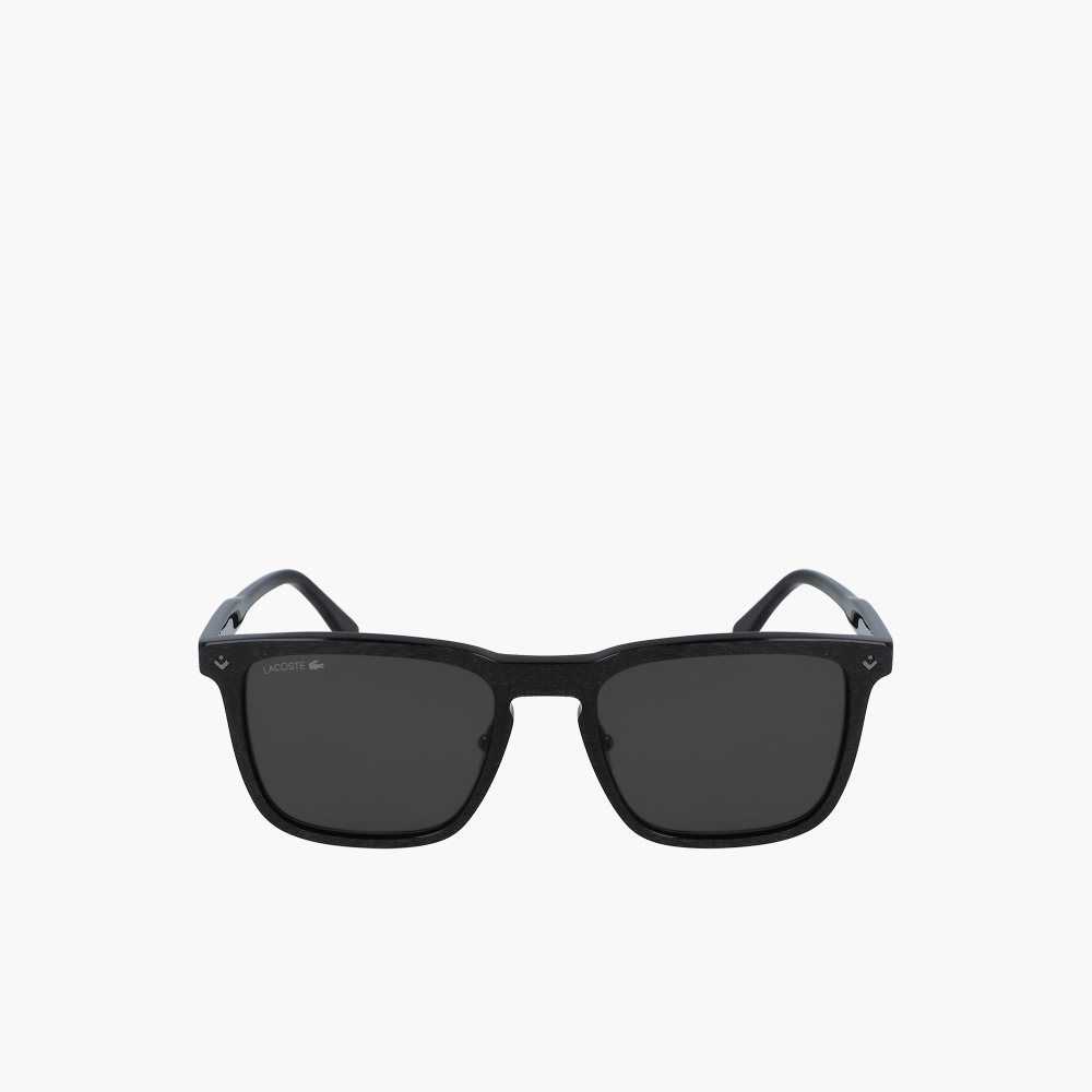 Matt Black Lacoste Rectangle Acetate Paris Polo Sunglasses | AGKLNX-521