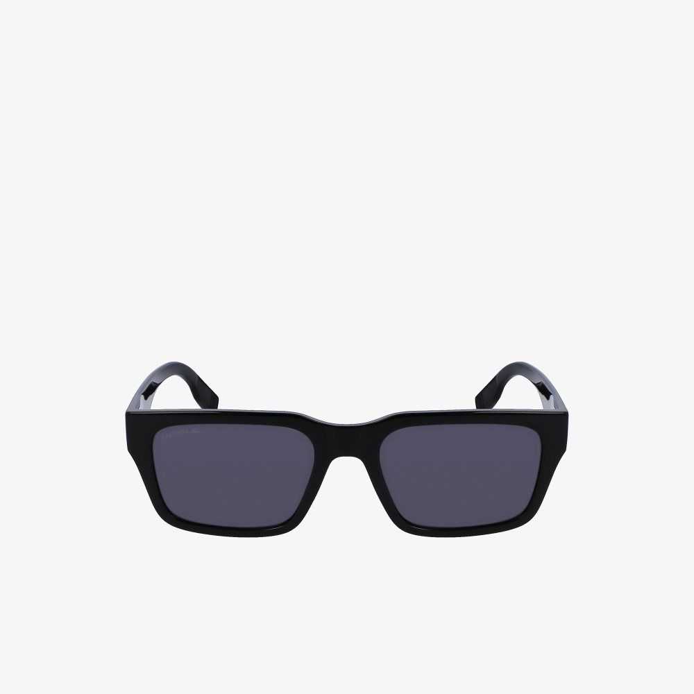 Matt Black Lacoste Rectangle Active Sunglasses | DBFGXZ-306