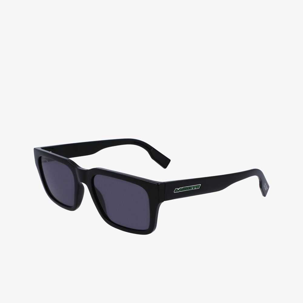 Matt Black Lacoste Rectangle Active Sunglasses | DBFGXZ-306