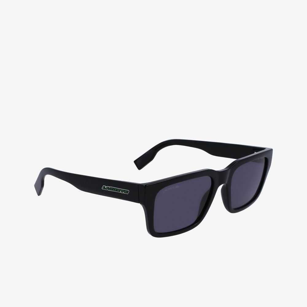 Matt Black Lacoste Rectangle Active Sunglasses | DBFGXZ-306