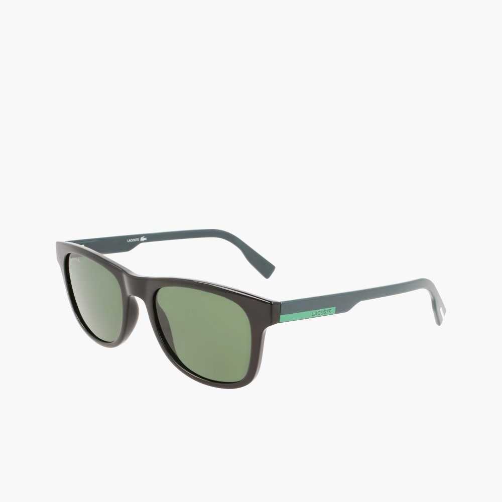 Matt Black Lacoste Rectangle Color Block Sunglasses | DJTPOA-948