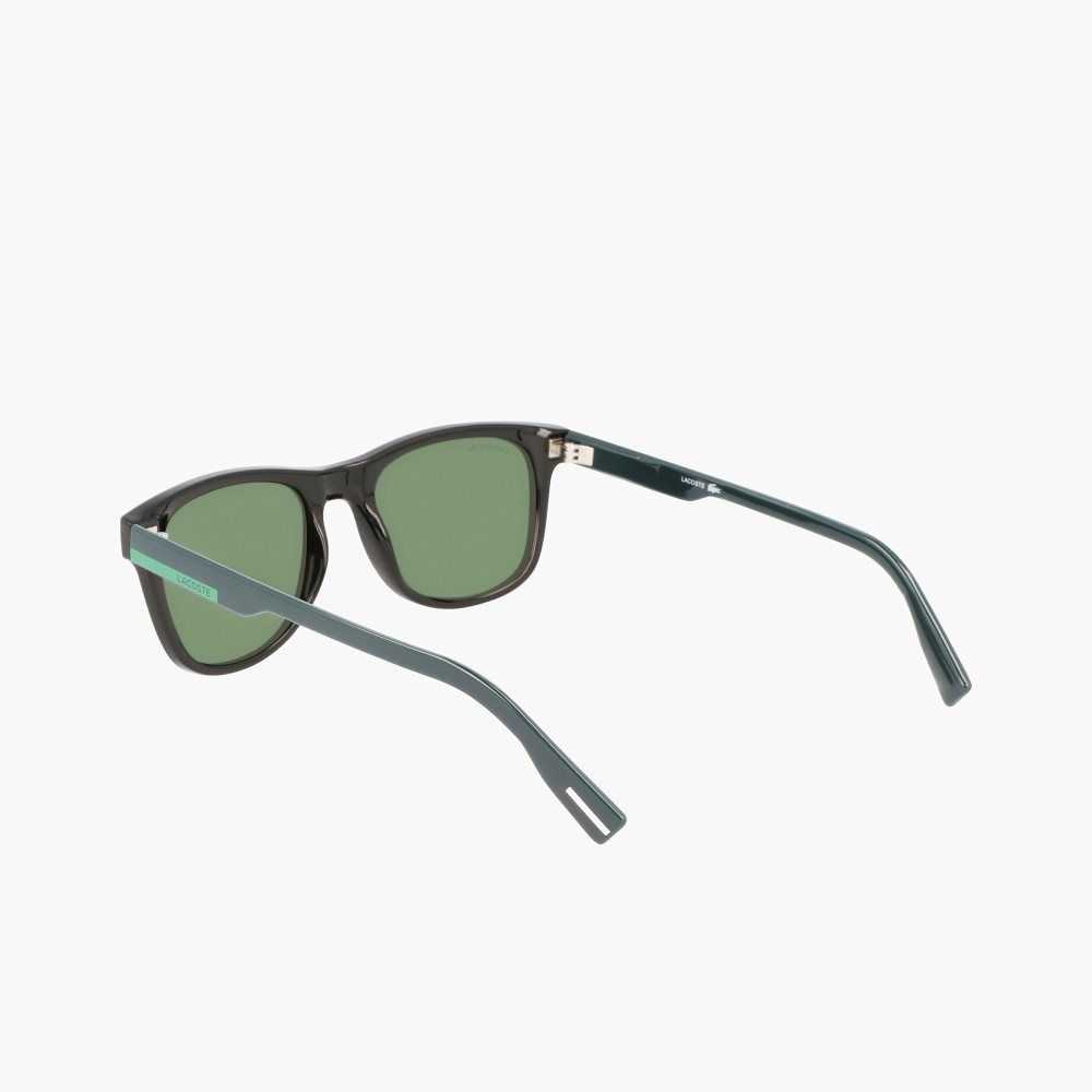 Matt Black Lacoste Rectangle Color Block Sunglasses | DJTPOA-948