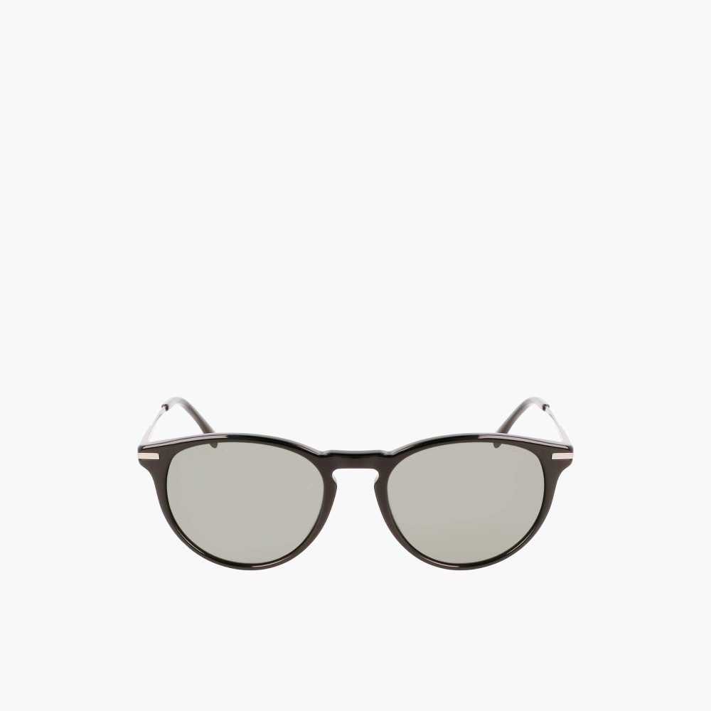 Matt Black Lacoste Round Acetate Novak Djokovic Sunglasses | UQWJYG-265