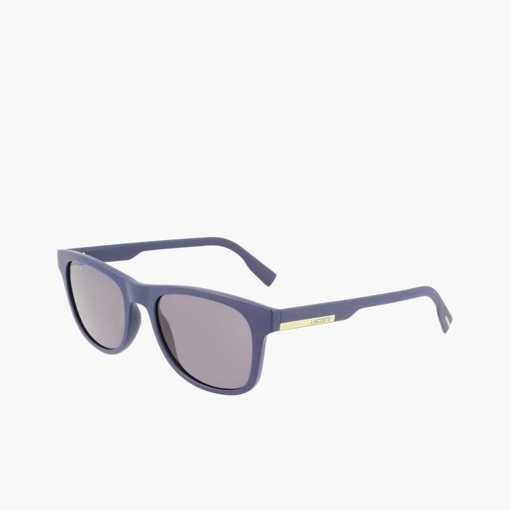 Matte Blue Lacoste Rectangle Color Block Sunglasses | YCUDER-028