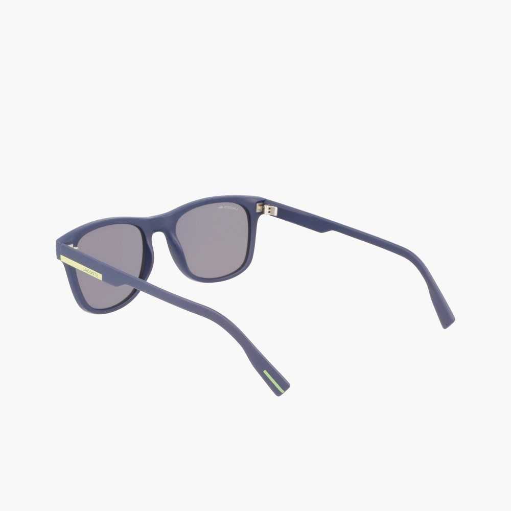 Matte Blue Lacoste Rectangle Color Block Sunglasses | YCUDER-028