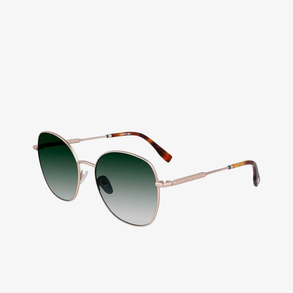 Matte Gold Lacoste Oval Metal Neoheritage Sunglasses | BOLQMH-530