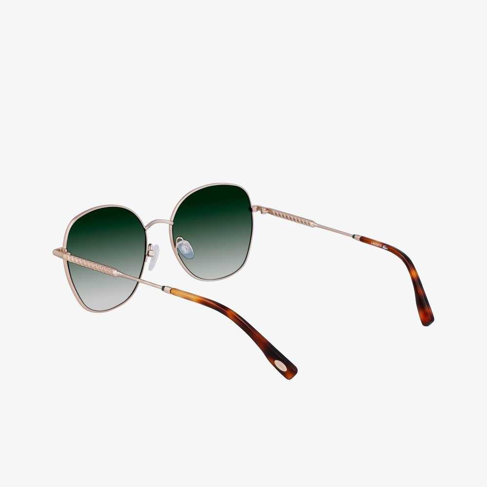 Matte Gold Lacoste Oval Metal Neoheritage Sunglasses | BOLQMH-530