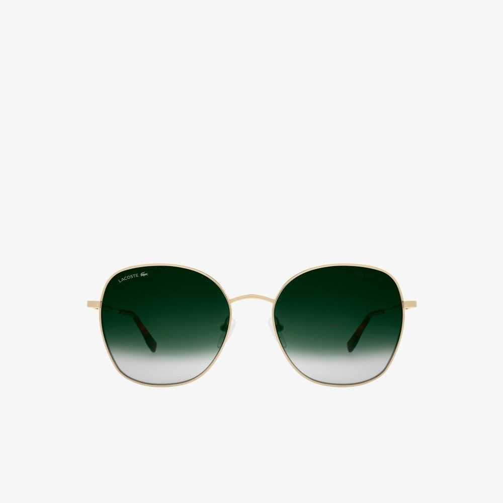 Matte Gold Lacoste Oval Metal Neoheritage Sunglasses | BOLQMH-530