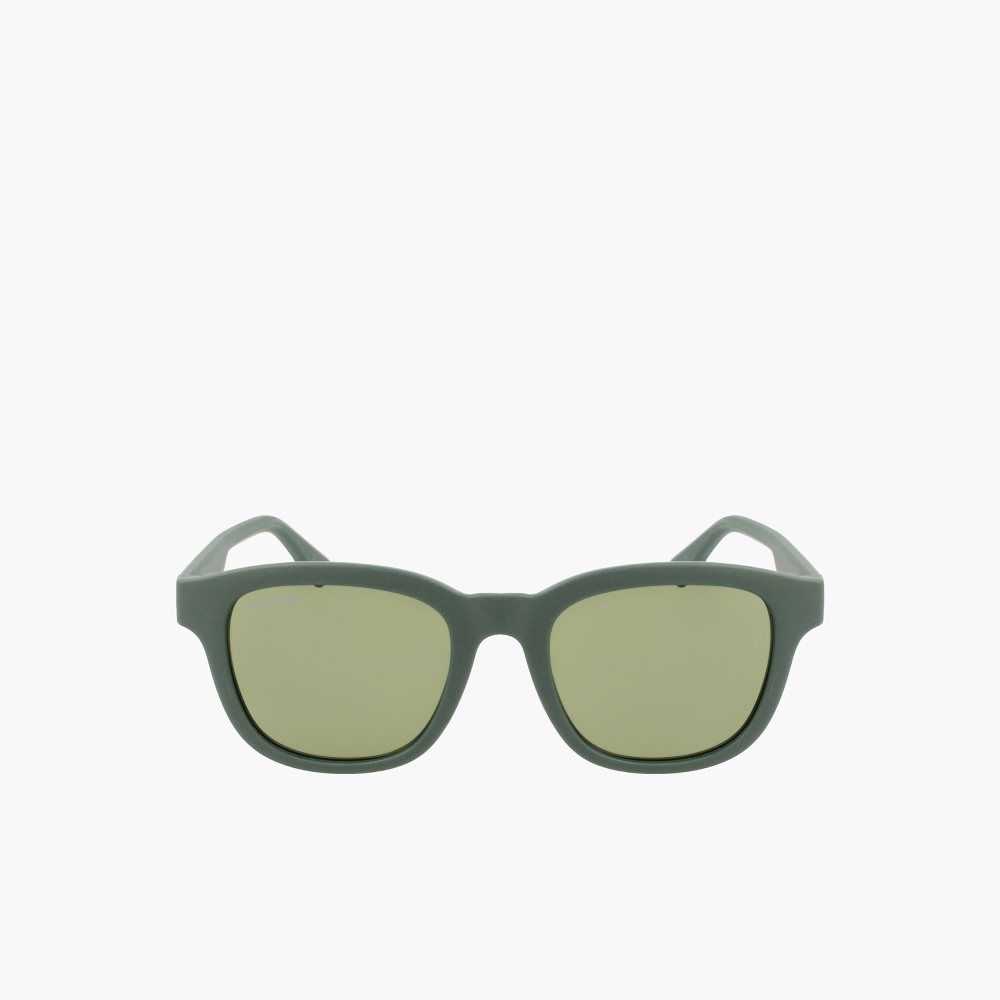 Matte Green Lacoste Rectangle Active Line Sunglasses | HOGNUA-923