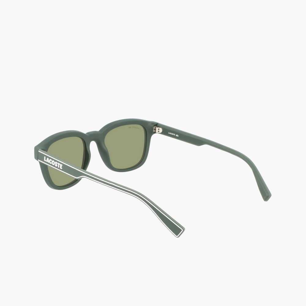 Matte Green Lacoste Rectangle Active Line Sunglasses | HOGNUA-923